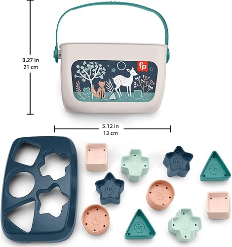 Miniatura 5 de Fisher-Price Juego de 10 formas apilables de juguete para bebés a partir de 6 meses, color beige marino (exclusivo de Amazon)
