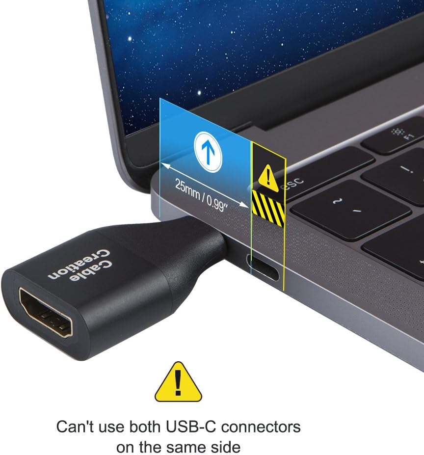 CableCreation USB C to HDMI Adapter 4K, Portable Type C to HDMI Female Converter, Thunderbolt 3 Compatible for MacBook Pro 2019/2018, iPad Pro 2020, Galaxy S20/S10, Surface Book 2, XPS 13, Black