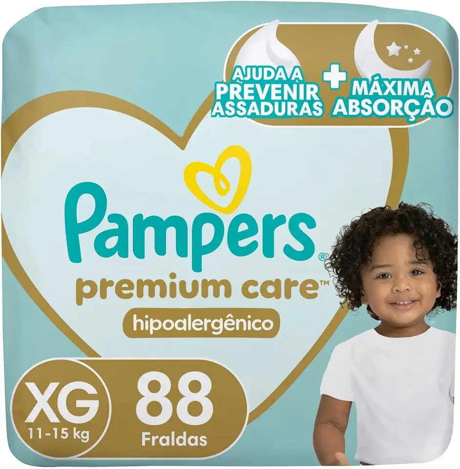 Fralda Descartável Pampers Premium Care Tamanho XG 88 Unidades