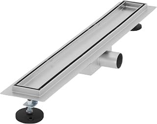 LuxeBath Duschrinne 60 cm 2in1, befliesbar, extra flach, Edelstahl, Silber, Doppelseitige Bodenablauf, Komplettset Bodenbefestigung, Duschablauf, Siphon mit Geruchsstop, Haarsieb, Ablaufrinne Dusche