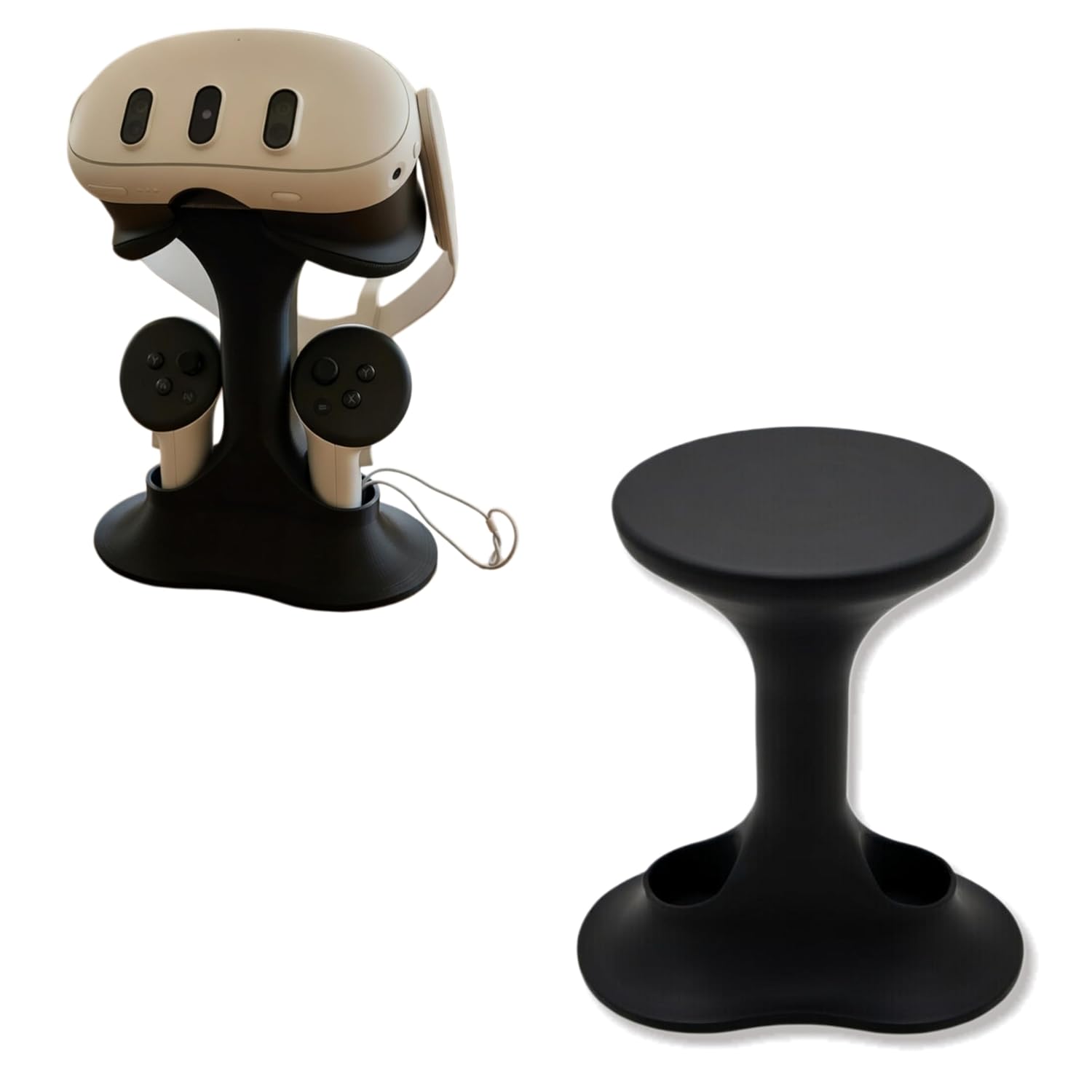 VR Headset Stand Compatible with Meta Quest 3/3S,Holder Mount Display Storage for Headset and Touch Controllers, Stable Base, Multi Color Options (Black)