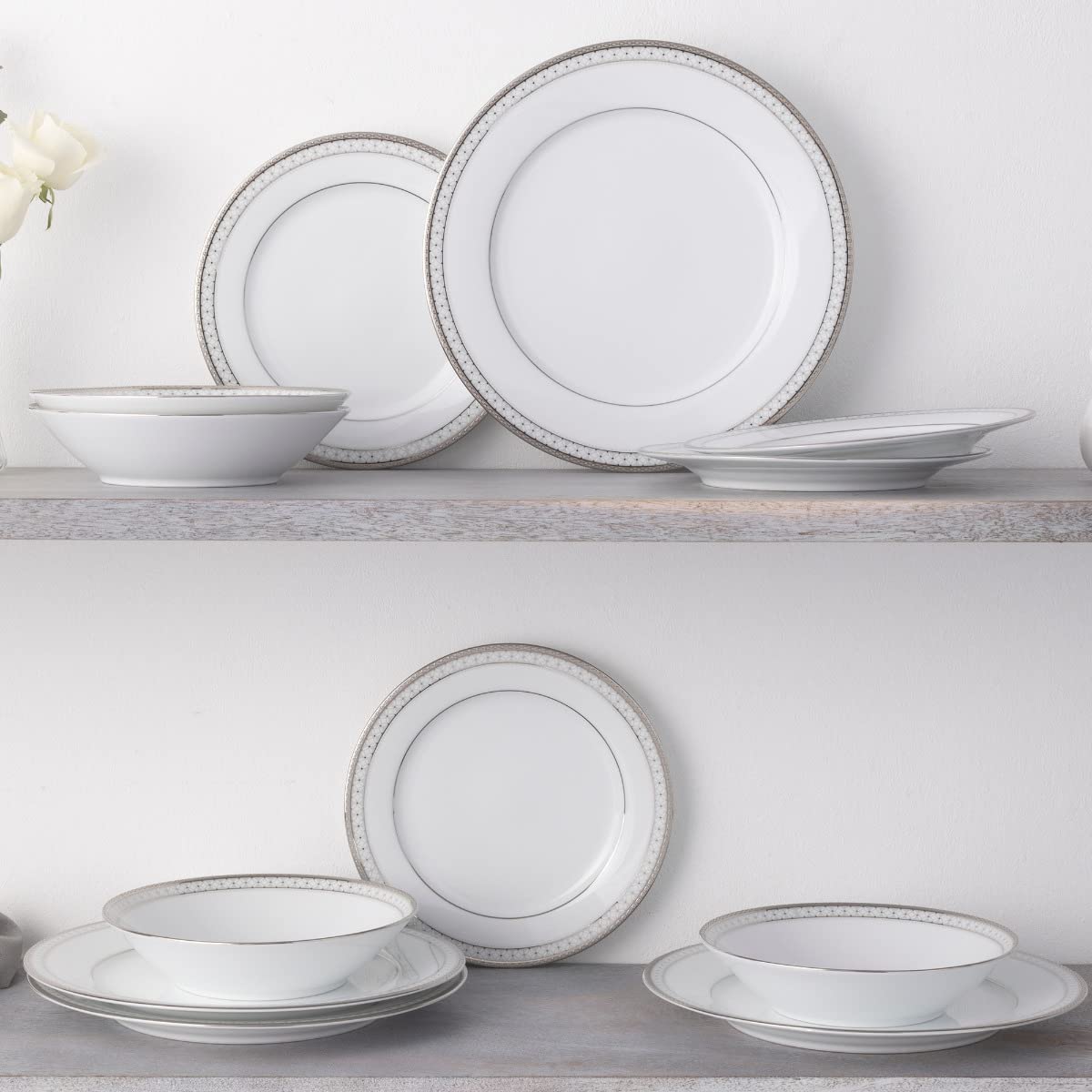 Amazon.com | Noritake Rochester Platinum 12-Piece Set Service for