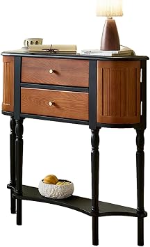 Retro Entryway Table with 2 Door Cabinets and Open Storage Shelf, Console Table with 2 Drawers,Narrow Long Behind Couch Sofa Table for Living Room, Foyer, Hallway80cm/31.5in