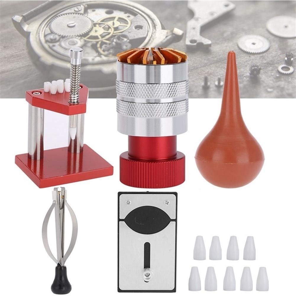 Strumento per orologi Set di strumenti per la stampa dell'orologio Kit di riparazione per orologi Polveri di gomma Soffiatore d'aria Strumento per la regolazione della cassa del fondello dell'orologio