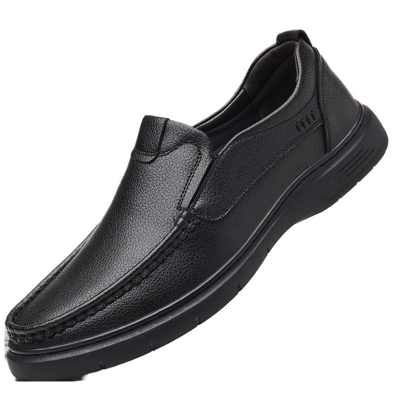 Men's Casual Slip On Loafers Shoes Business Classic Genuine Leather Upper Men's Rubber Soft Sole Breathable Lining Lightweight Shoes
