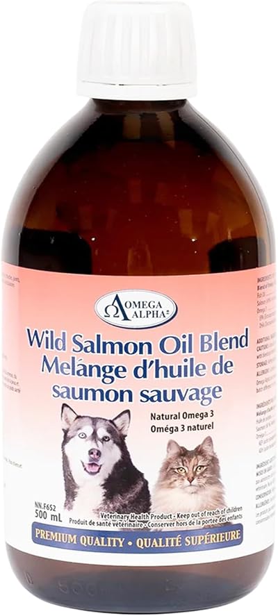 Wild Salmon Oil for Dogs and Cats Supplements, Pet Daily Omega 3 Liquid Fish Oil for Dogs and Cats, Omega 3 Dog Vitamins and Supplements with DHA, EPA, & Vitamin E, Cat & Dog Food Topper, 500ml