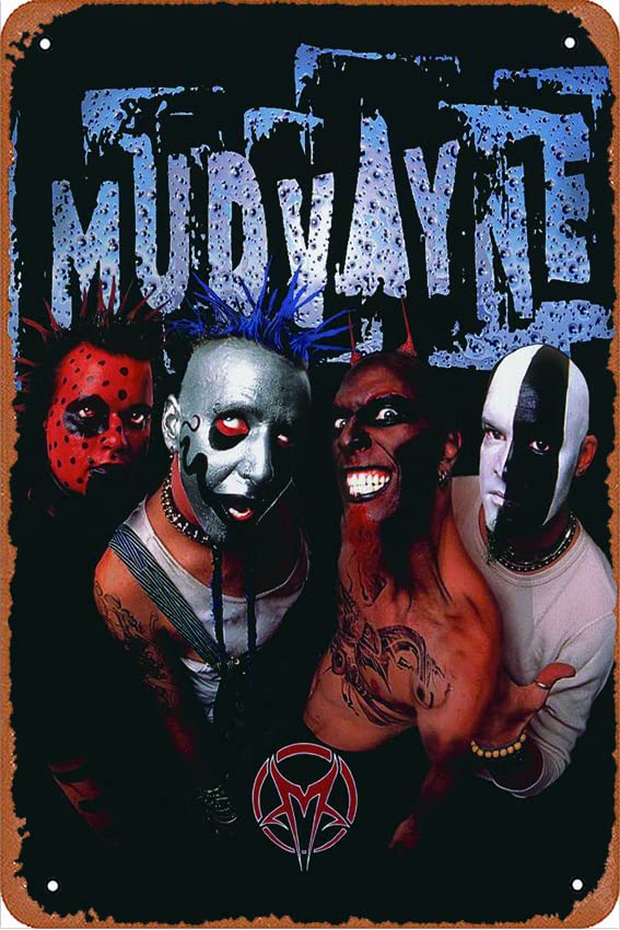 Mudvayne - Band Poster Metal Sign Tin Retro Wall Decor for Home,Street,Gate,Bars,Club,Restaurants,Cafes,Store Pubs Gift 12 X 8 INCH