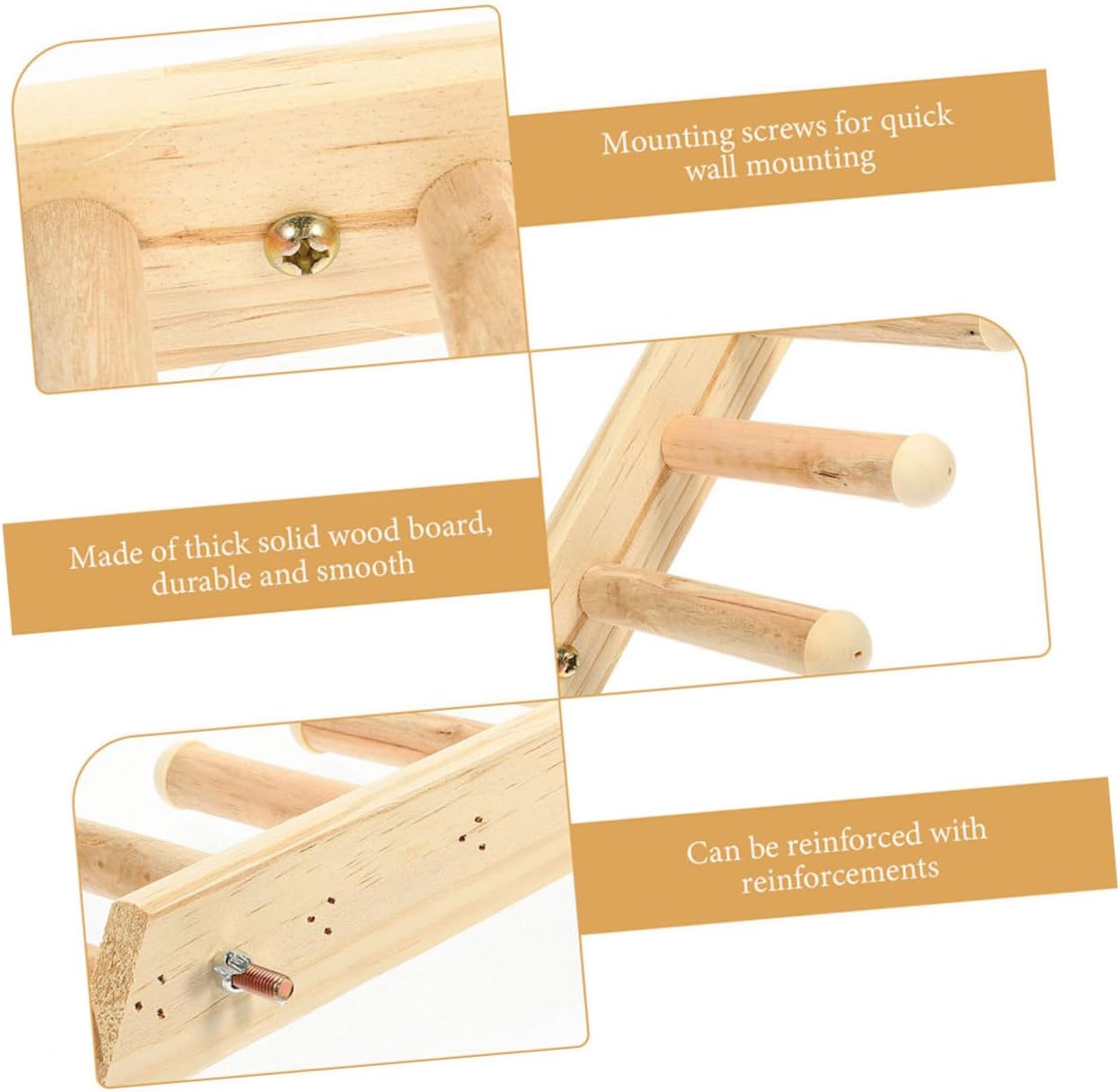 Abaodam 2Pcs Wooden Cat Wall Perch Wall Mounted Climbing Steps for Cats Cat Furniture for for Spaces and Indoor Use