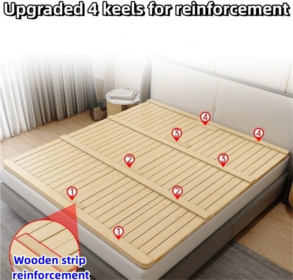 Tri-Fold Bed Board, Wood Bed Frame, Wood Slatted Bed Plate, Pallet Bed Frame, Floor Futon Mattress for Bedroom, Living Room(39.4 * 74.8in)