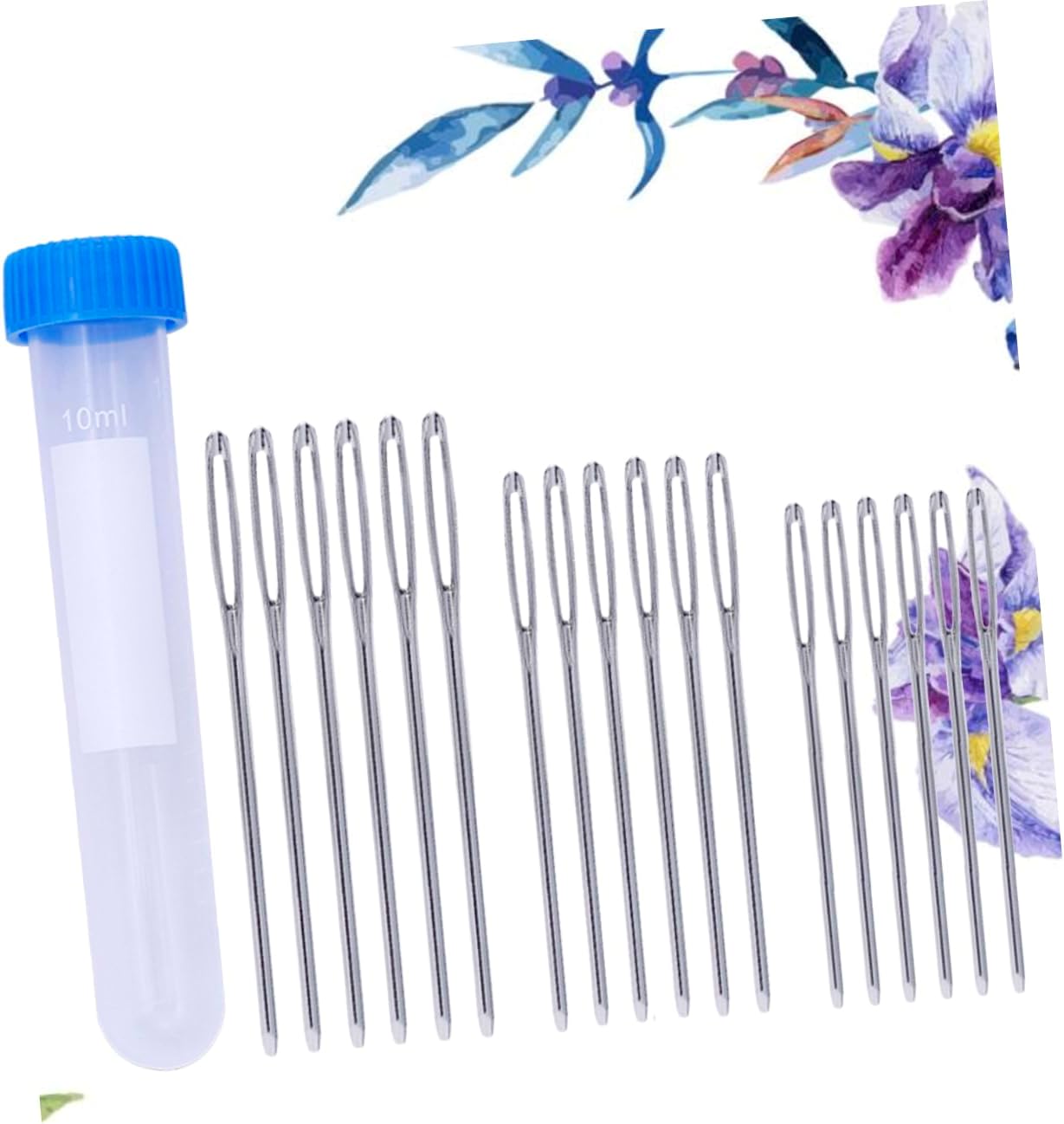 KAILIKETIY 18pcs Large Eye Blunt Needles Set for Yarn Crafting Silver Embroidery Needles for Cross Stitch Sewing with Storage Barrel