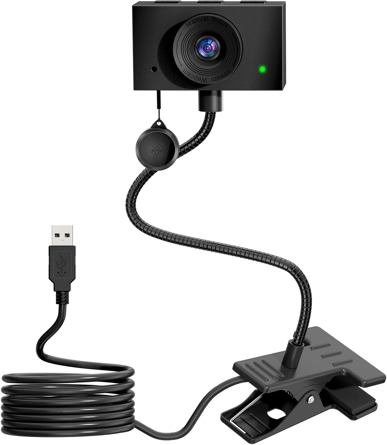 Webcam for PC, Full HD 1080p 30fps USB Laptop Camera with Microphone, Flexible Zoom Computer Camera with Privacy Cover for Streaming Conference Video Call, Black