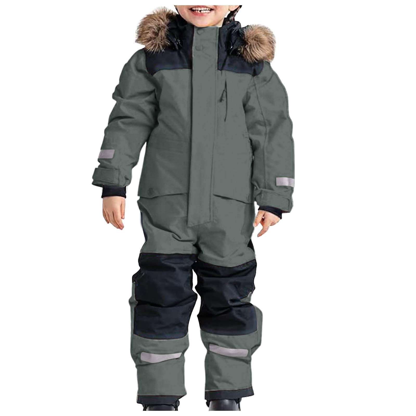 Generisch 2025 sneeuwpak kinderen jongens skipak thermo skioverall winter warm sneeuwoverall winddicht winterpak met afneembaar modderpak outdoor softshellpak sweatshirt baby 80, grijs, 3-4 Jaar