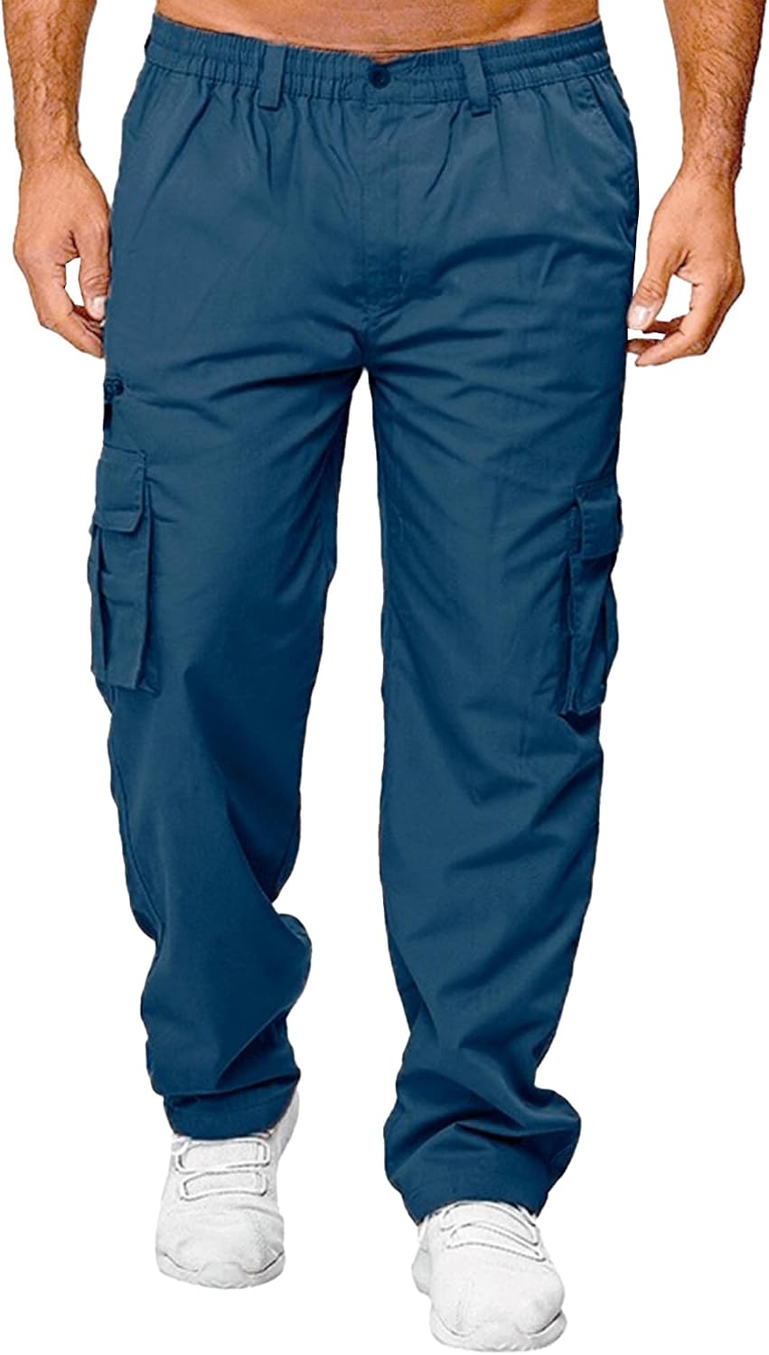 Men's Cargo Elastic Waist Straight Leg Pants Stylish Casual Work Trousers Comfort Hiking Outdoor Sweatpants