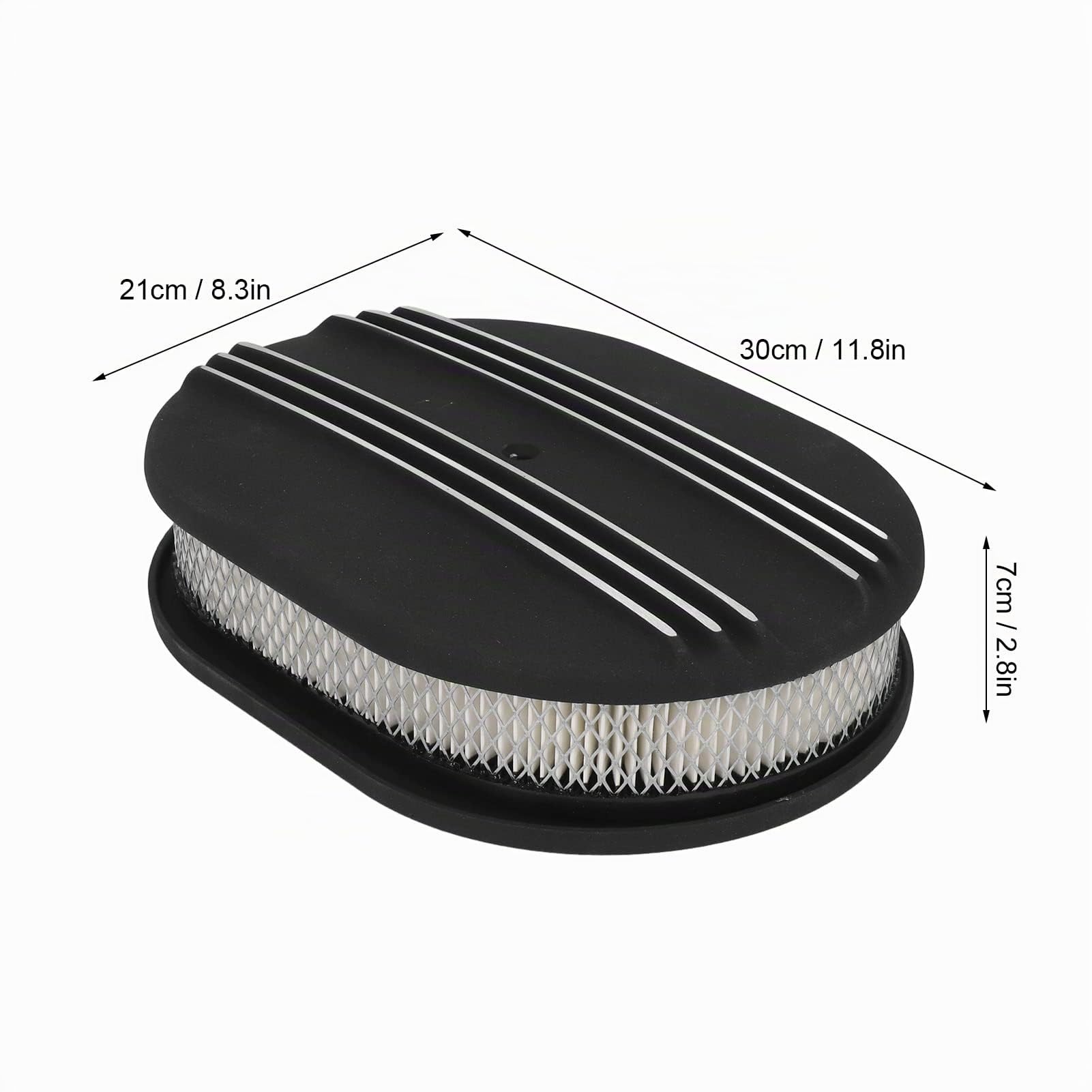 Focket 12 Zoll Oval Luftfilter, Aluminium Luftfilter für 5 1/8 Zoll Vergaser, waschbarer Deckel Luftfilter für für, für Demon, für Rochester