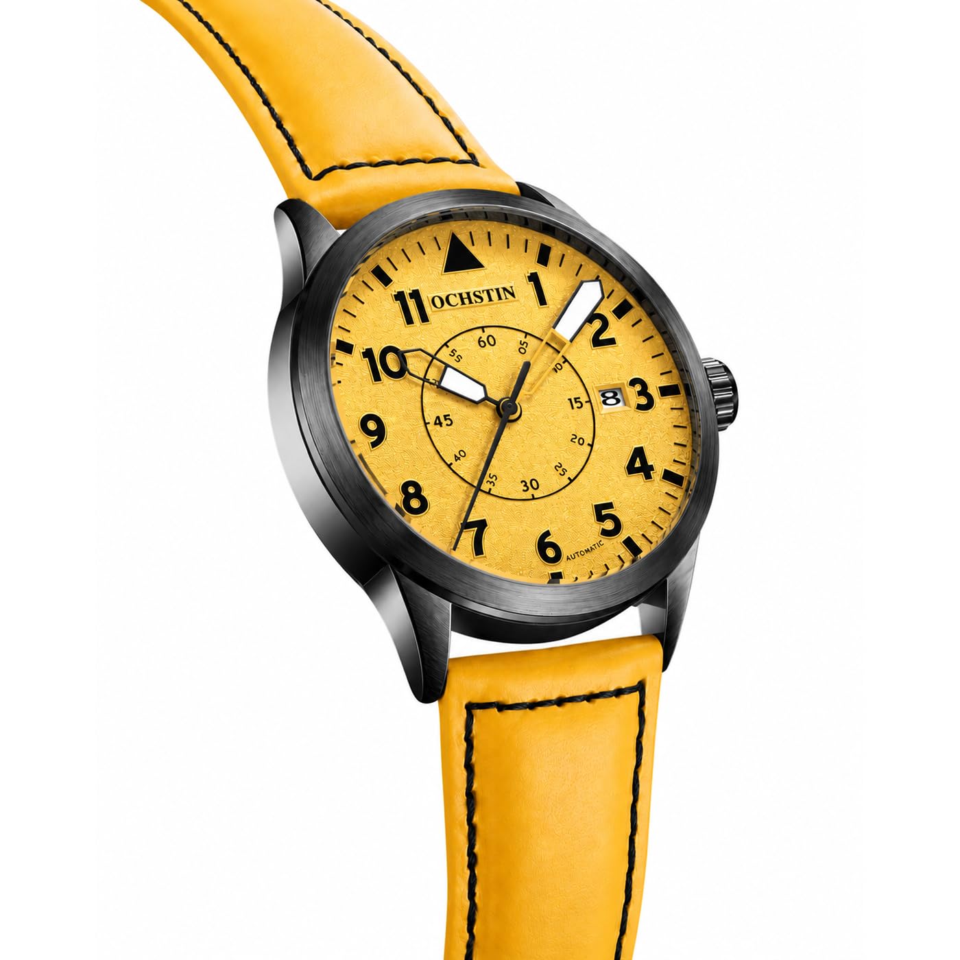 Reloj de pulsera mecánico automático para hombre, con fecha automática, militar, deportivo, con correa de cuero y correa de acero inoxidable
