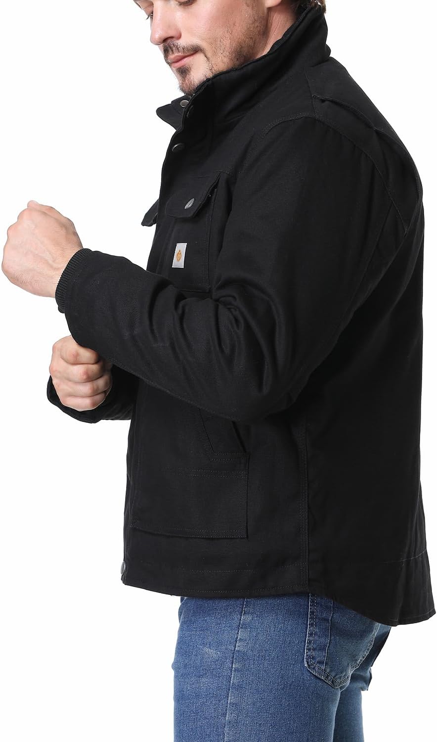 Men's Quilted Flannel Lined Work Coat Long-Lasting Loose Casual Jacket Waterproof Workwear - Image 3