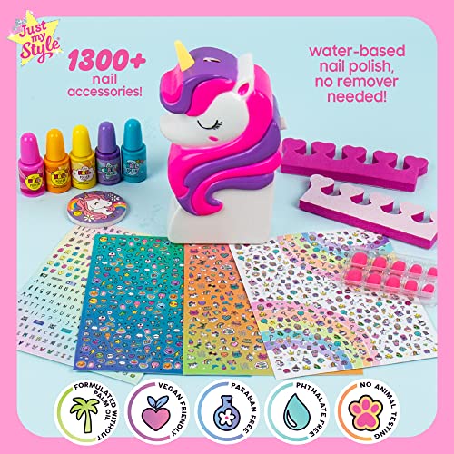 Just My Style Rainbow Unicorn Nail Art, Nail Polish Set For Kids, Unicorn Nails Kit, Great Birthday Party or Sleepover Activity, Girl’s Night Manicure Set For Kids Ages 6, 7, 8, 9 - Thumbnail 3