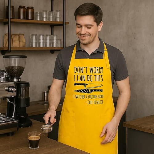 Miniatura 4 de Divertido delantal de cocina para mujeres y hombres  Don't Worry I Watched A Video Print, horneado ajustable, duradero, regalo para él y ella