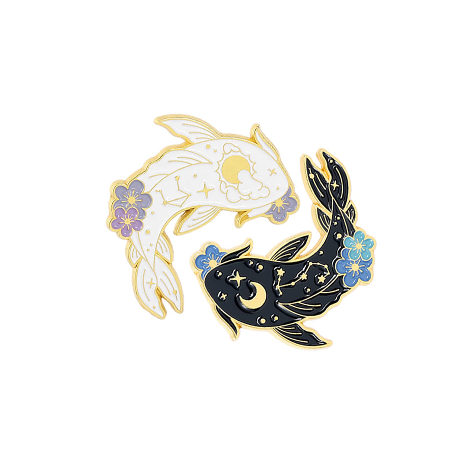 feimeng jewelryCartoon Animal Enamel Pin Set - 2Pcs Cute Duck/Cow/Rabbit/Cat Brooch Metal Badge, Couple/Best Friend Pin Gift, Decoration Pins for Backpack Clothes Hat