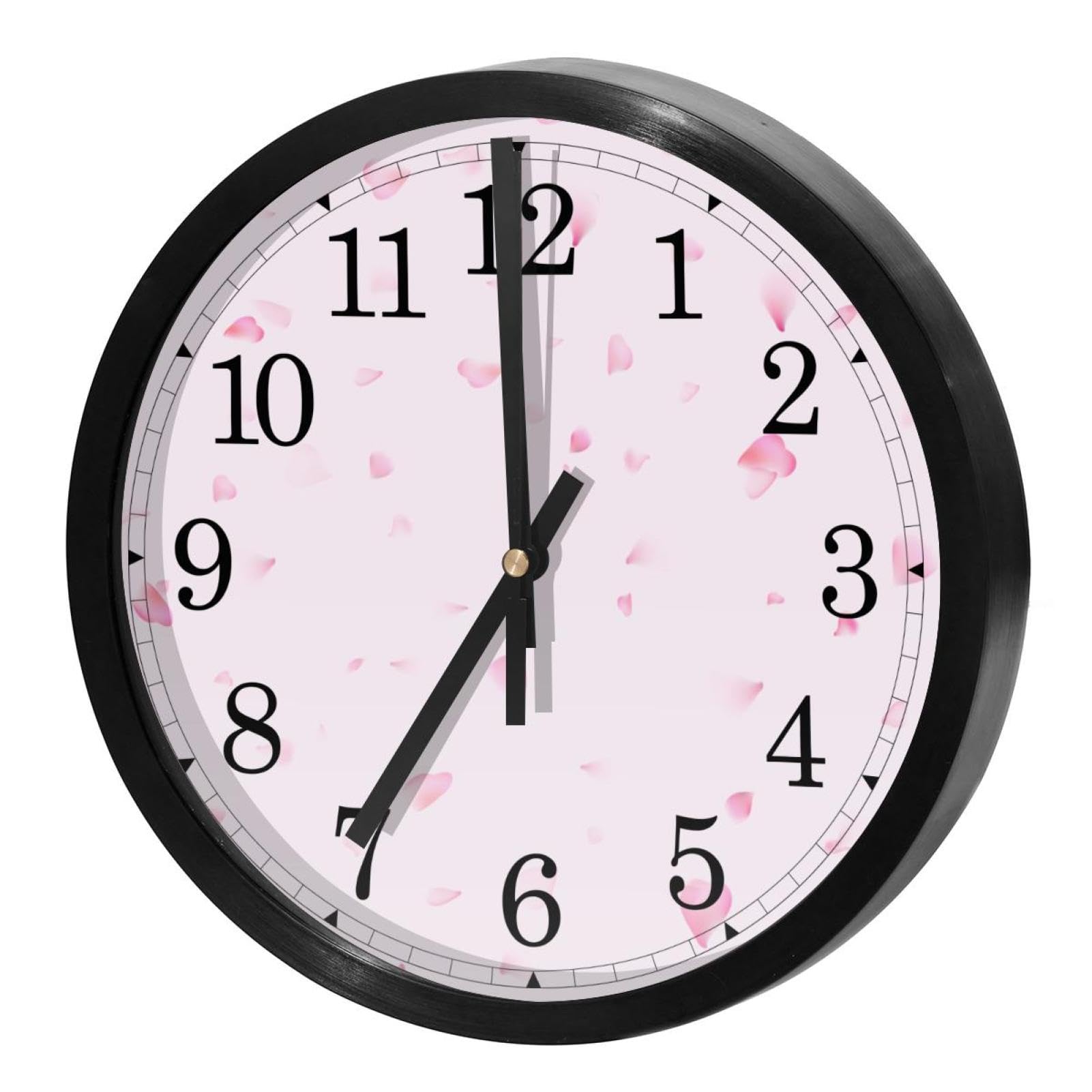 Horloge murale silencieuse rose à piles pour une lecture de l'heure claire