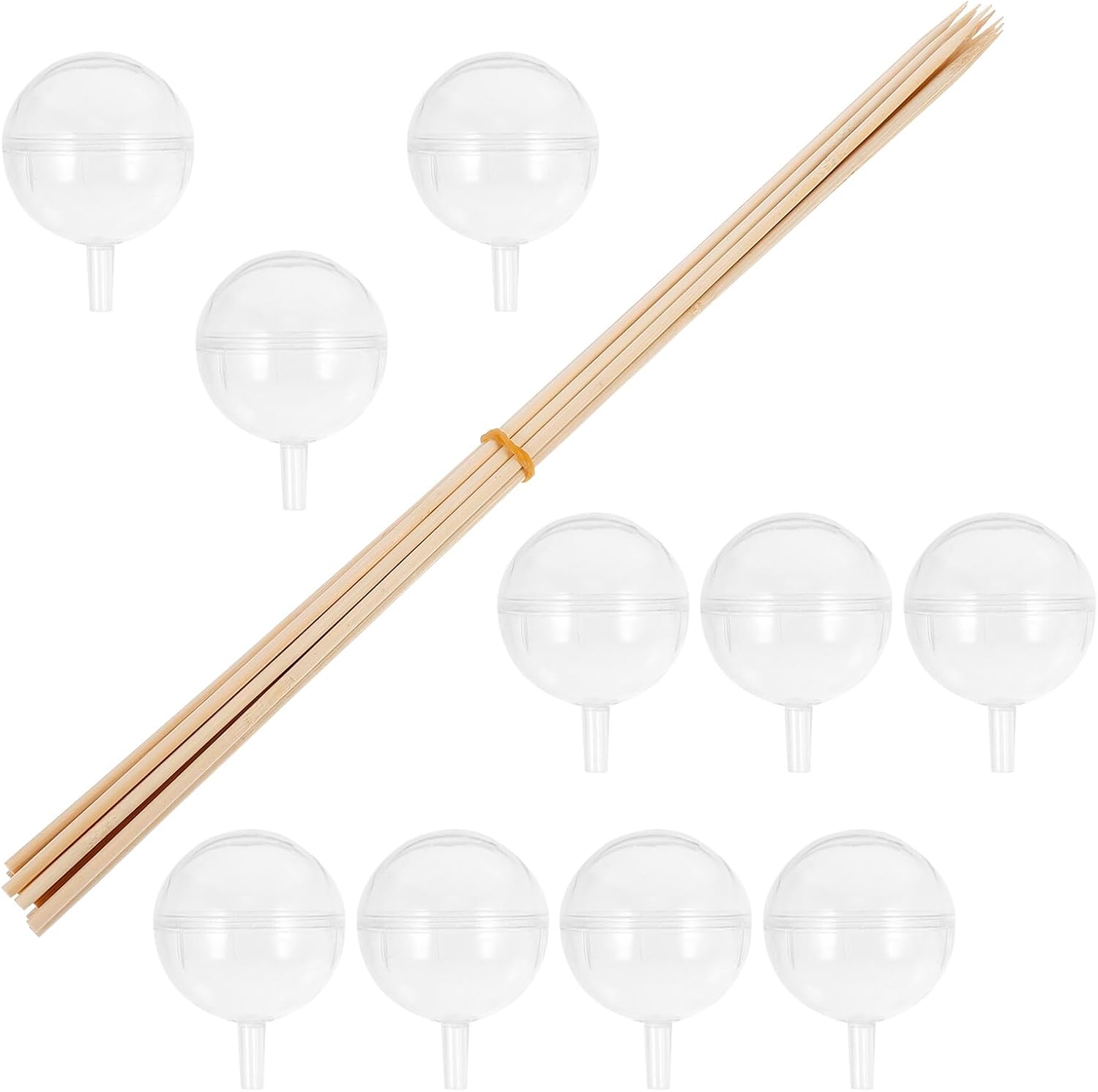 Hemoton Chocolate Candy Holder round Truffle Box with 100 Pieces Plastic Wrappers and 100 Natural Kraft Sticks for Chocolate Ball Bouquet Packaging and Party Favor Set