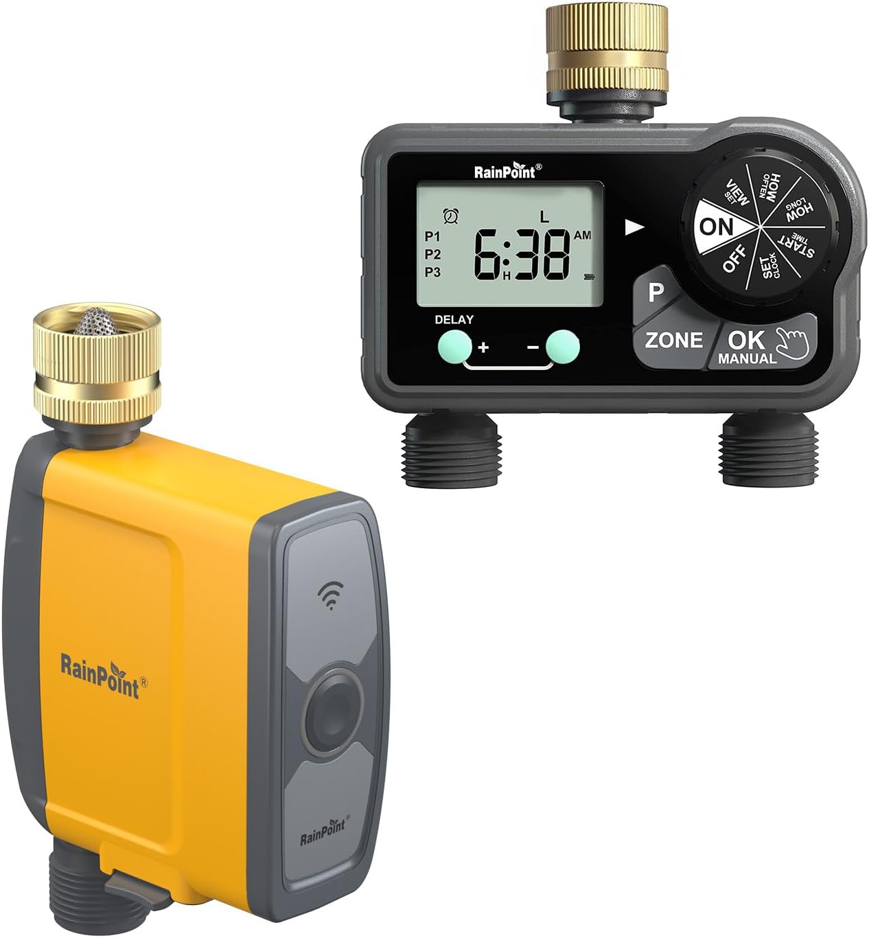 RAINPOINT WiFi Water Timer Brass Inlet 1 Outlet, Brass