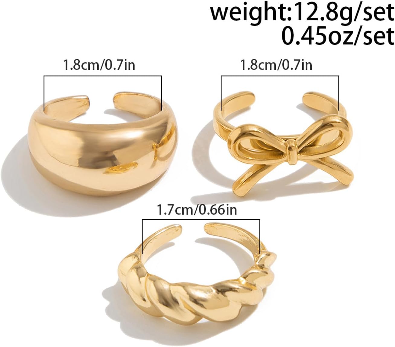 Gold Silver Chunky Rings for Women Bow Thread Rings Set Stackable Knuckle Open Ring Beach Holiday Jewelry - Image 7