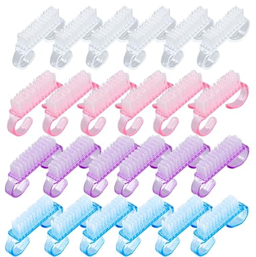 24 Pcs Nail Cleaning Brush with Handle Grip, Fingernail Scrub Cleaning Brushes Manicure Dust Brush Pedicure Scrubbing Tool for Toes and Nails, Home Garden Use