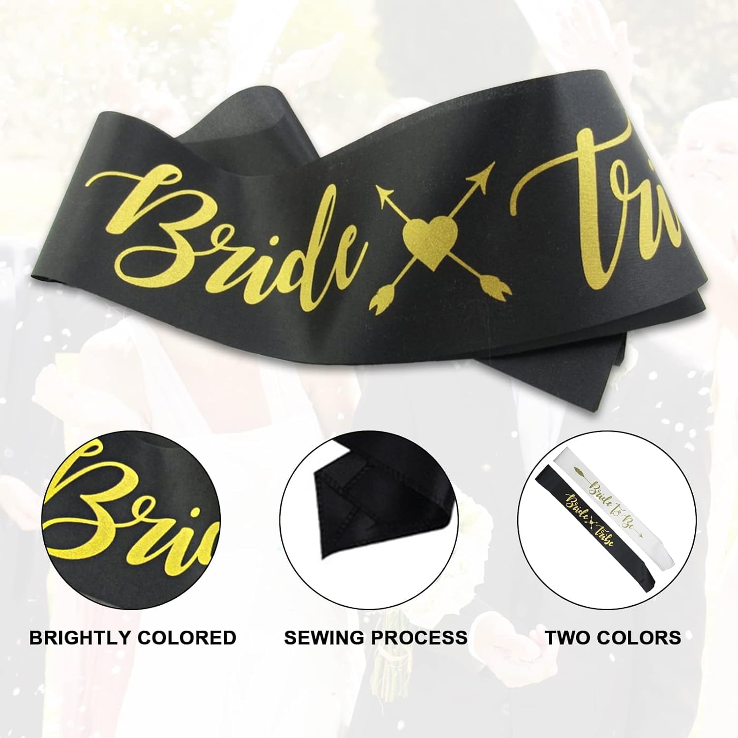 Kit Addio Al Nubilato 14 Pezzi - Spille 'Bride' E 'Team Bride', Fasce In Raso, Per Feste E Matrimoni - Foto 2