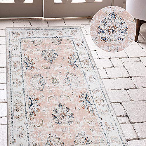 jinchan Elegant Floral Vintage Runner Rug Area Rug Floorcover Indoor Low Pile Mat