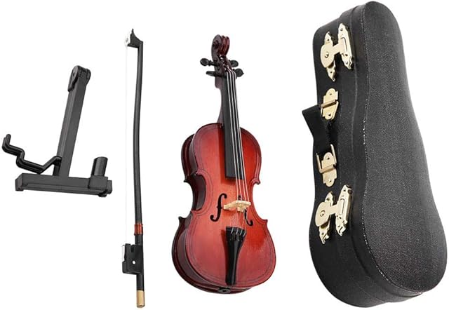 HEEPDD Miniature Cello, 5.5in Mini Cello Model with Stand Wooden Musical Instrument Model Hobby Collectibles Gift for Home Ornaments