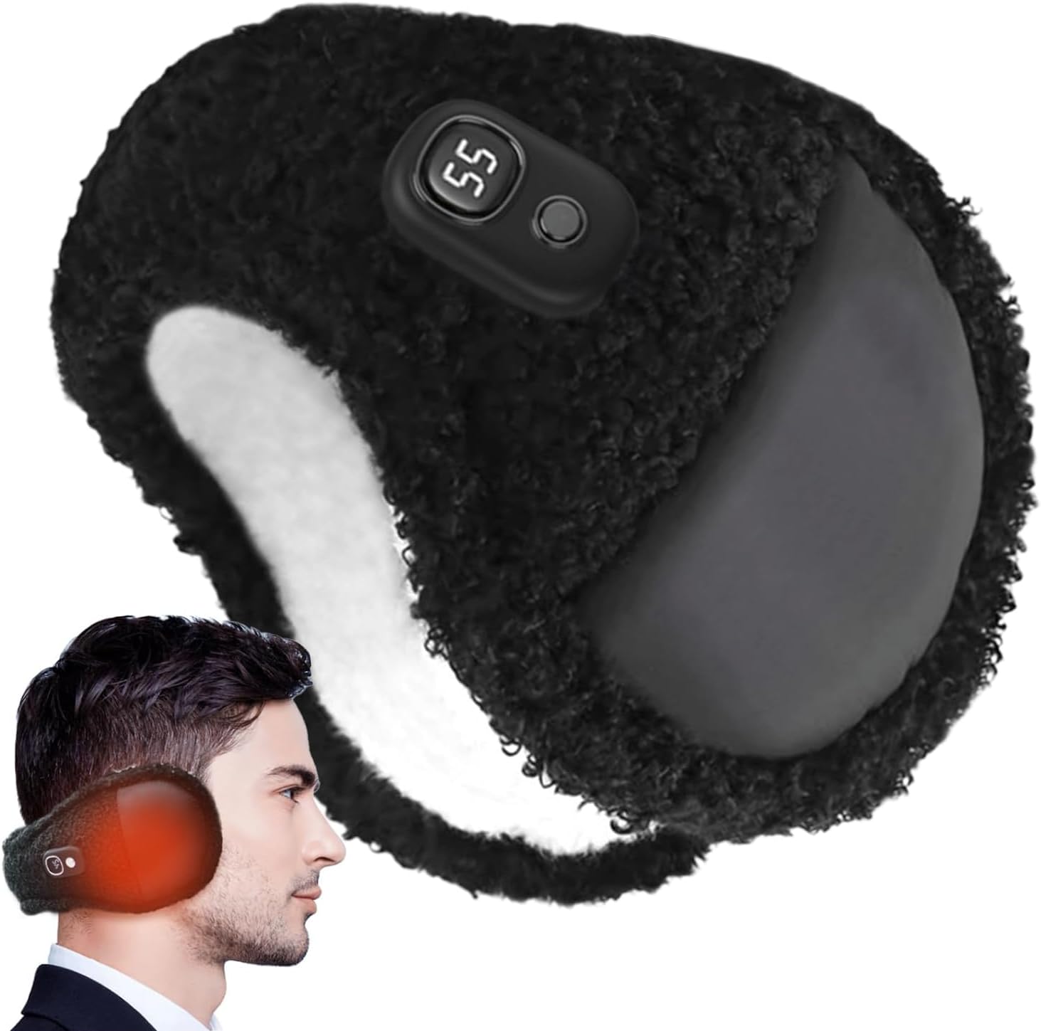 Winter Ear Muffs For Men - 3 Temperature Modes Fleece Lining Heated Earmuffs For Women Winter,Folding Auto Power Off Ear Muffs Outdoor Activities