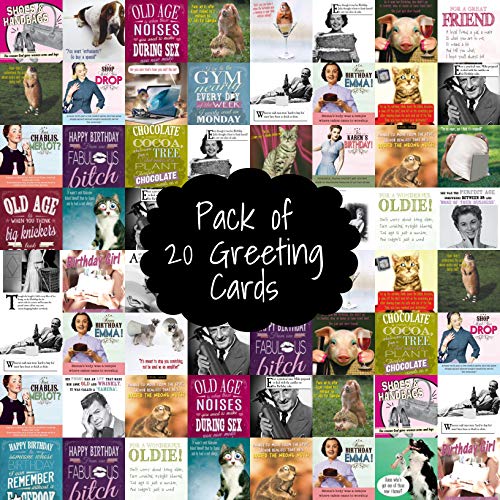 Cartes de vœux d'anniversaire humoristiques Emotional Rescue par 20 avec enveloppes