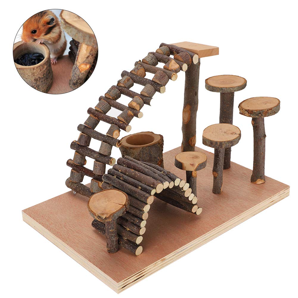 Kleine Haustier-Kletterleiter, natürliches Apfelholz, Fitness-Übungs-Futterspender, Kauspielzeug für Hamster (Apfelholzsäule Typ L)