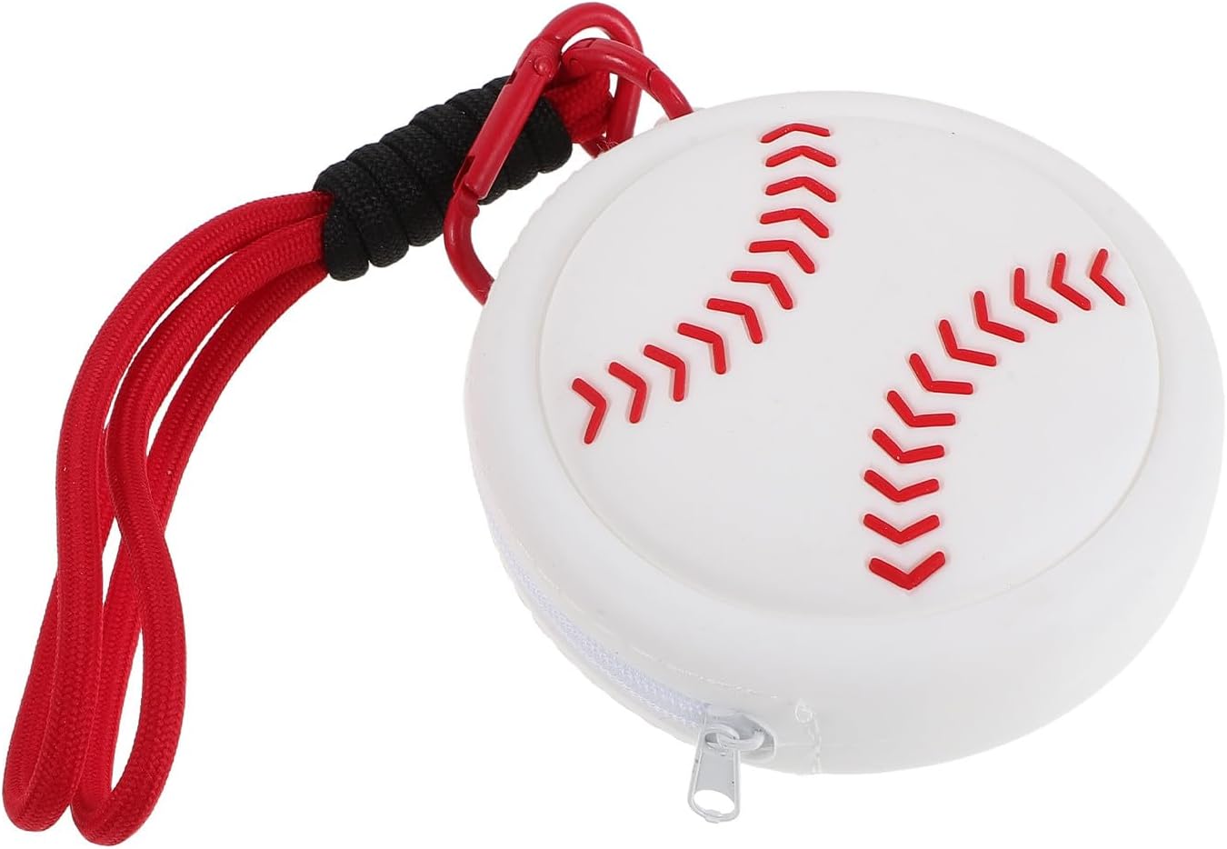 Baseball Keychain Coin Purse: Small Silicone Storage Bag - Wallet Organizer Pouch Case with Zipper for School Carnival Reward, Travel, Classroom Prize