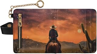 Man Riding Horse Desert RFID Blocking Wallet for Women PU Leather