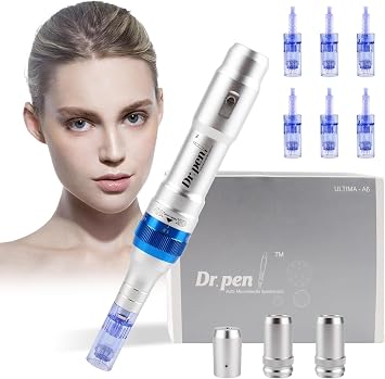 Dr pen A6, Dermapen Wireless Electric Ultima A6 Microneedling Pen with 36PIN  2 and Nano Round  2 Cartridges Needles for Wrinkle Stretch Marks Scar and Hair Loss Treat