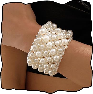 Pearl Bracelets for women White Stretch Pearl Bracelet Jewelry Vintage Pearl Bracelet for Wedding Festival Party