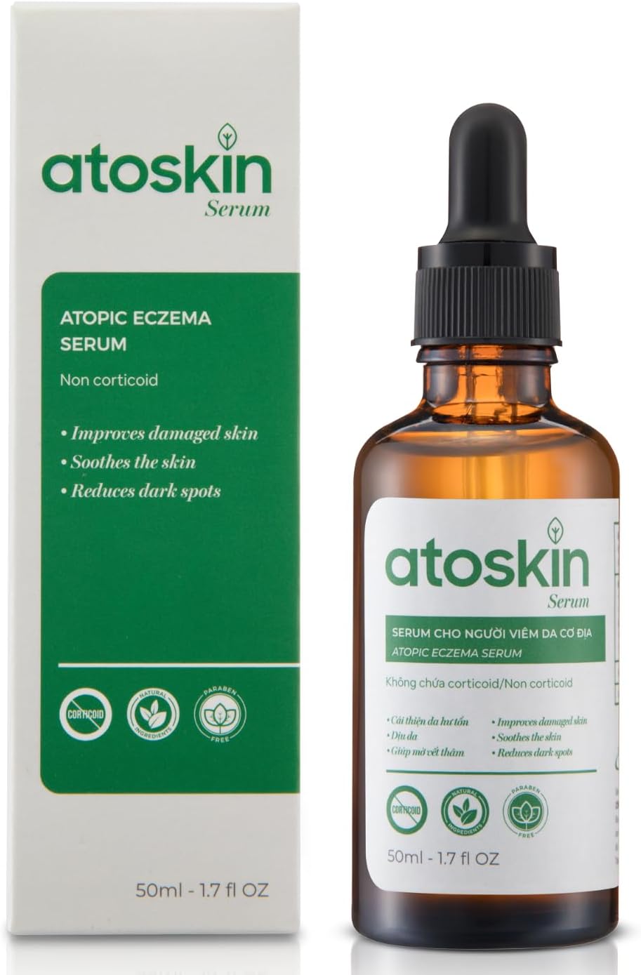 Atoskin Serum - Soothe & Hydrate Sensitive, Dry, Eczema, and Psoriasis-Prone Skin with Biosaccharide Gum-1 & Advanced RicoBio JA7, Fragrance-Free, Steroid-Free, 1.7 oz