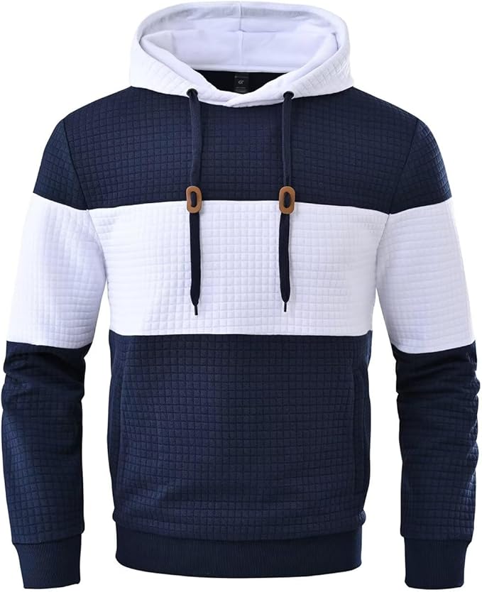 Tyhengta Mens Hoodies with Zipper Pockets Casual Drawstring Hooded Pullover Sweatshirts