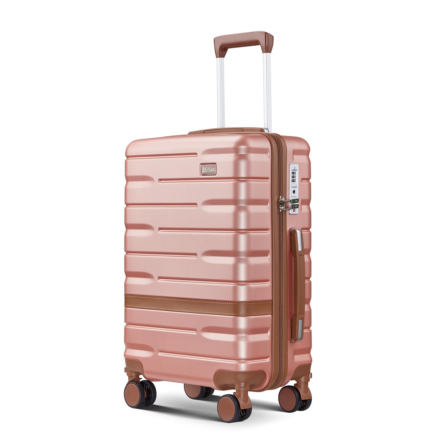 NEISIA Luggage Sets 3 Piece with TSA Lock Hardside PC+ABS Carry On Suitcase with YKK Zippers Lightweight Rolling Travel Luggage Sets with Spinner Wheels (Pink, 20 Inch)