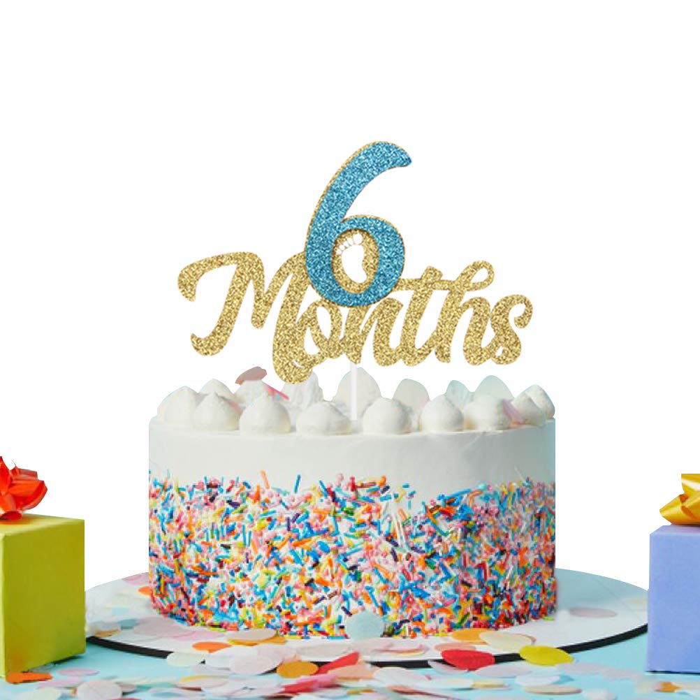 Gold Glitter 6 Months Cake Topper - Half Year Cake Topper, 1/2 Birthday Cake  Topper - Baby'S Half Year Old Birthday Party Decorations : Amazon.In: Home  & Kitchen