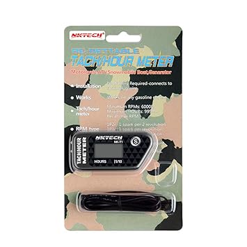 NKTECH NK-T1 Tach Hour Meter Digital LCD Tachometer Inductive Display max RPM Waterproof Resettable for Gas Engine Marine ATV Snowmobile Generator Lawn Mower Tractor Motorcycle