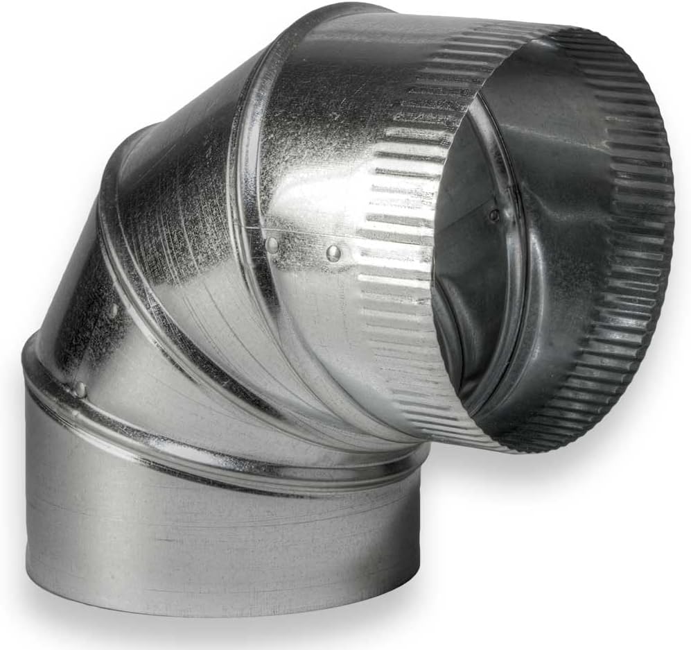 4" Diameter - 90? Degree Adjustable Elbow - 4 Pack - 30 Gauge Galvanized - Crimped End Connection