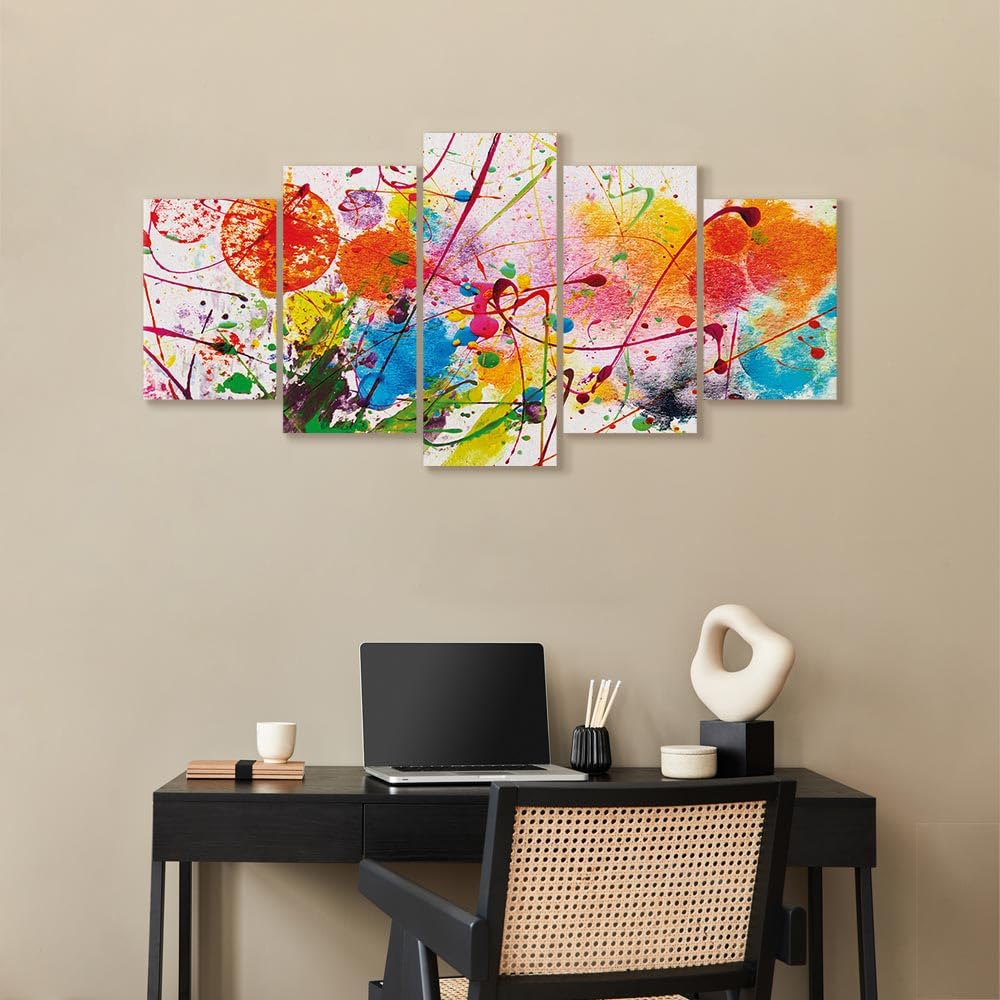 Cuadros B&D XXL - Cuadro en Lienzo Colorido 200x100 cm 5 piezas - Impresión en material tejido no tejido cuadros decoracion salon modernos lienzos - Abstracto blanco arte como pintado f-C-0100-b-n