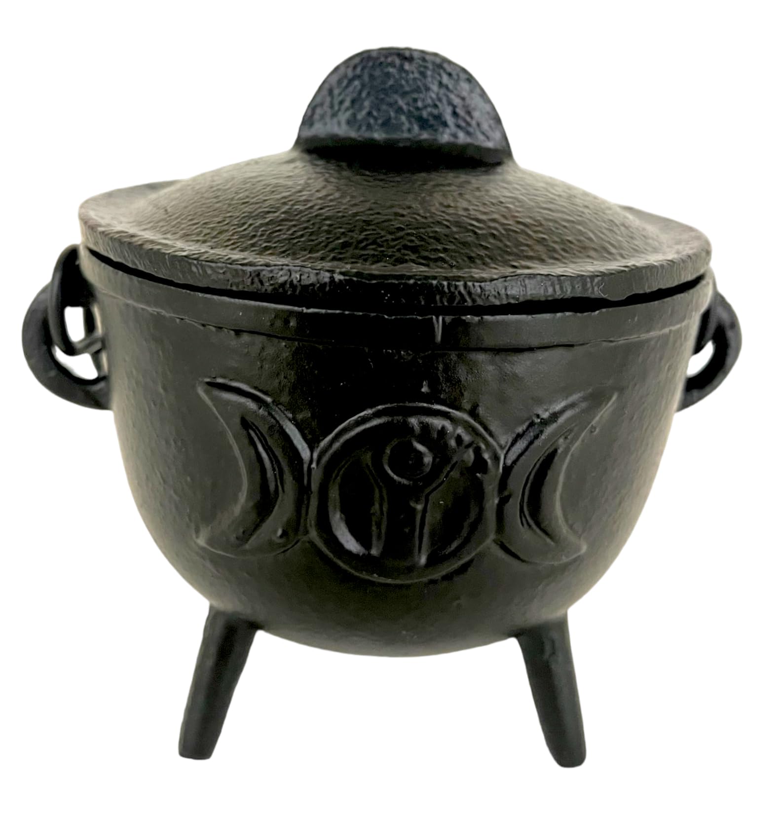 Crystalo - Cast Iron Cauldron with Lid, 4" (Moon Goddess)