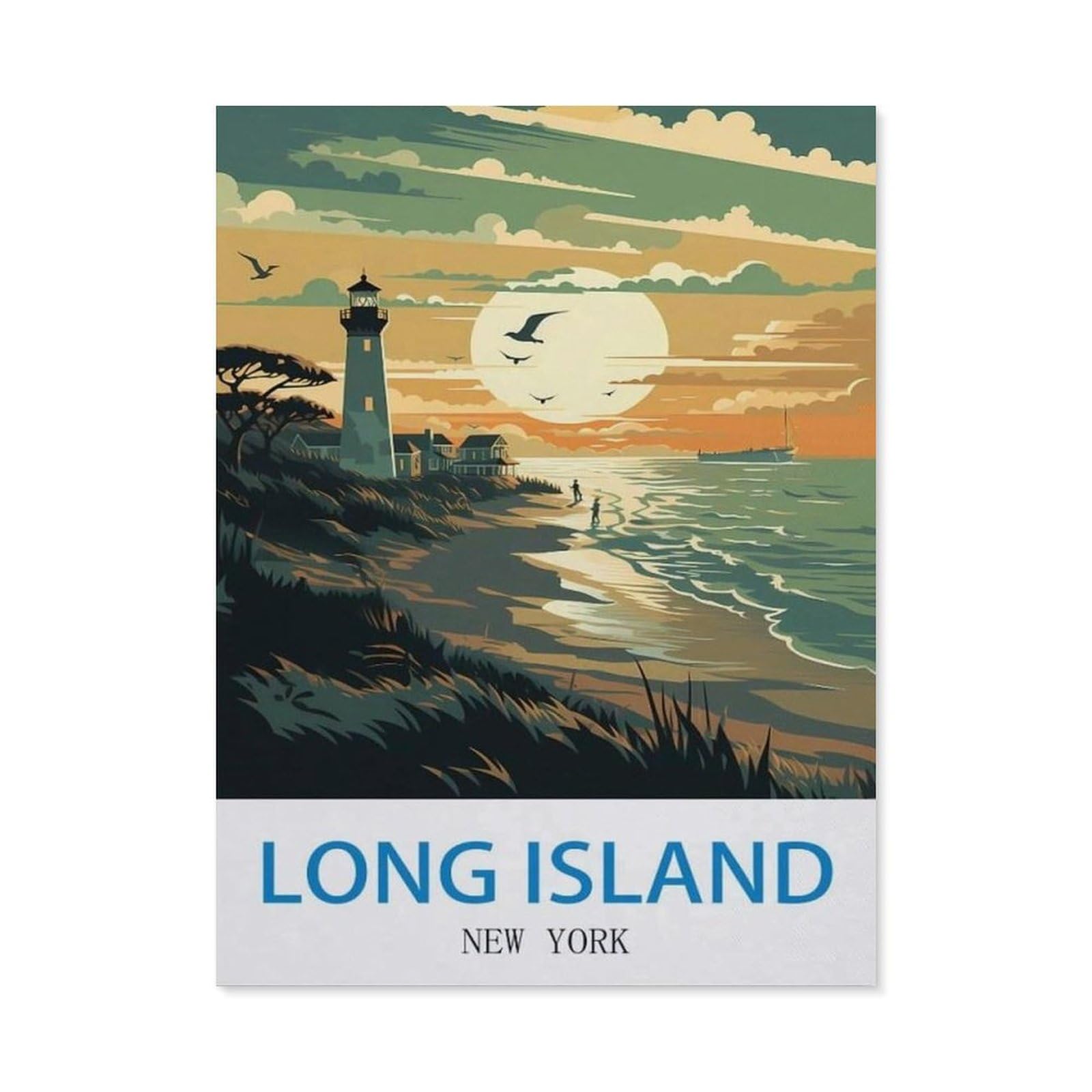BEAYODKP 5D Diamond Painting，Long Island New York（40 x 50 cm）