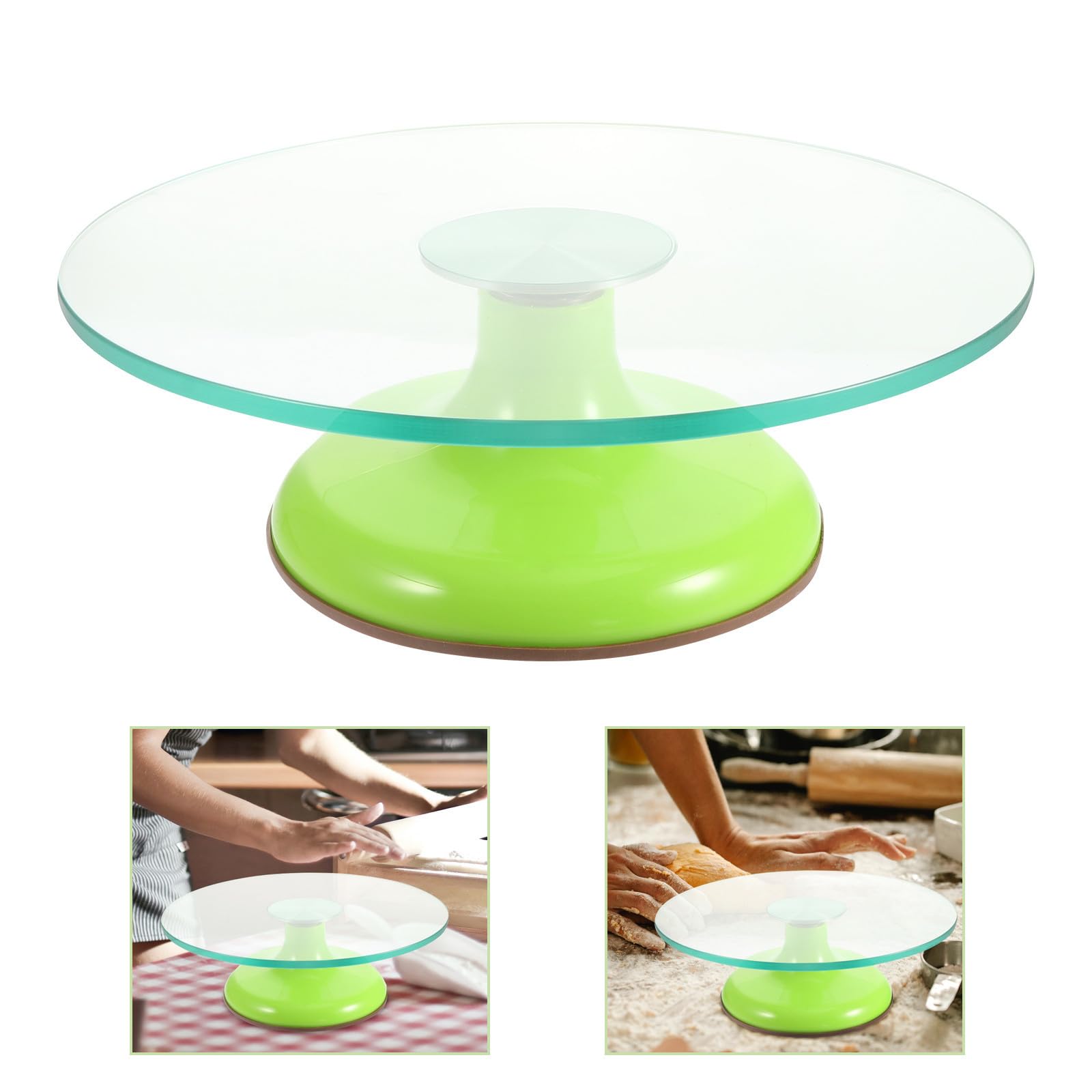 Plateau Tournant de Décoration de Gâteaux 12 Pouces en Verre | Base en Silicone, Structure Ferme, Nettoyage Facile, Pâtisserie