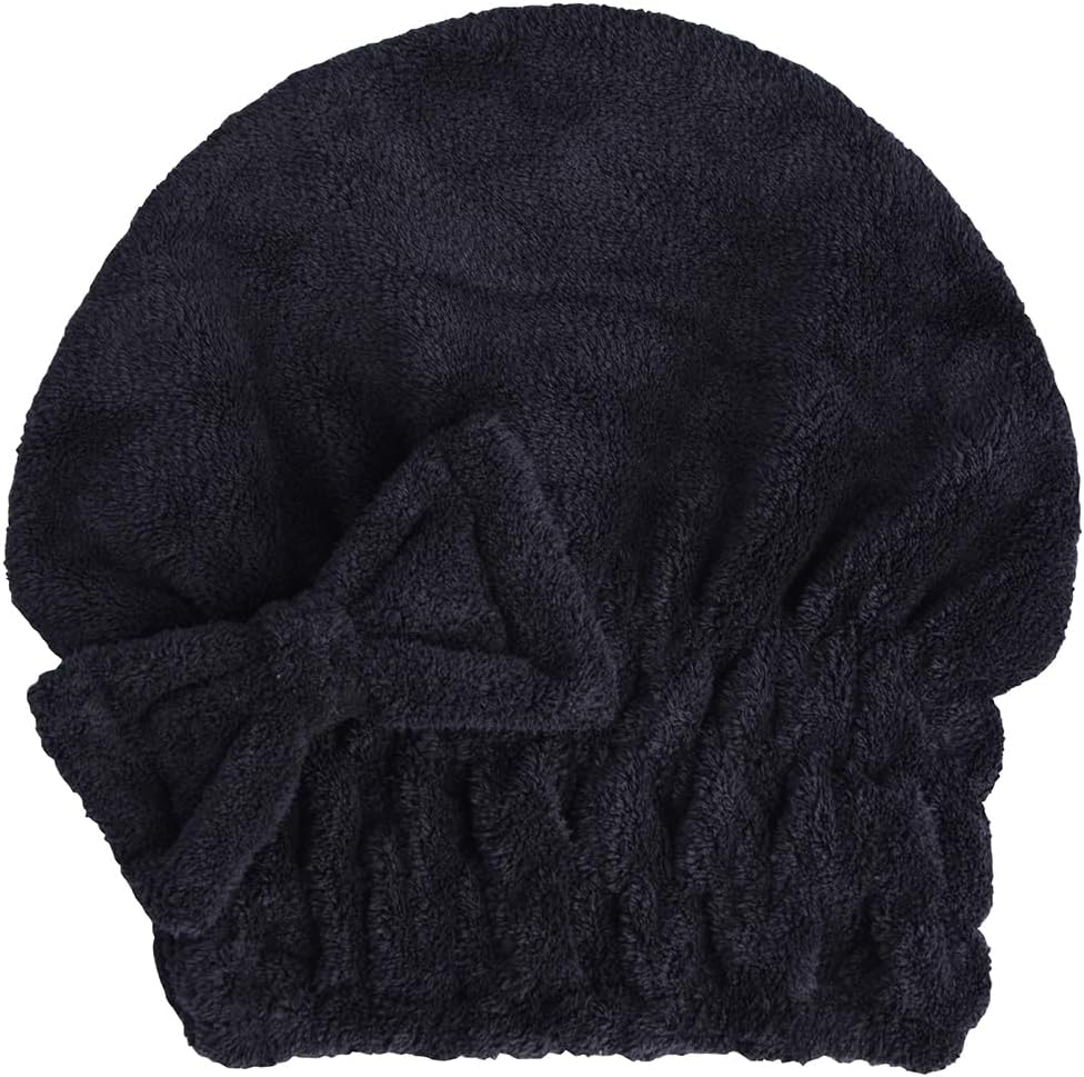 HOPESHINE Microfiber Hair Towel Cap for Women Wet Short or Long Curly Hair Super Absorbent Quick Dry Turbans Anti Frizz Great Gift for Women and Girls (Black, 1)