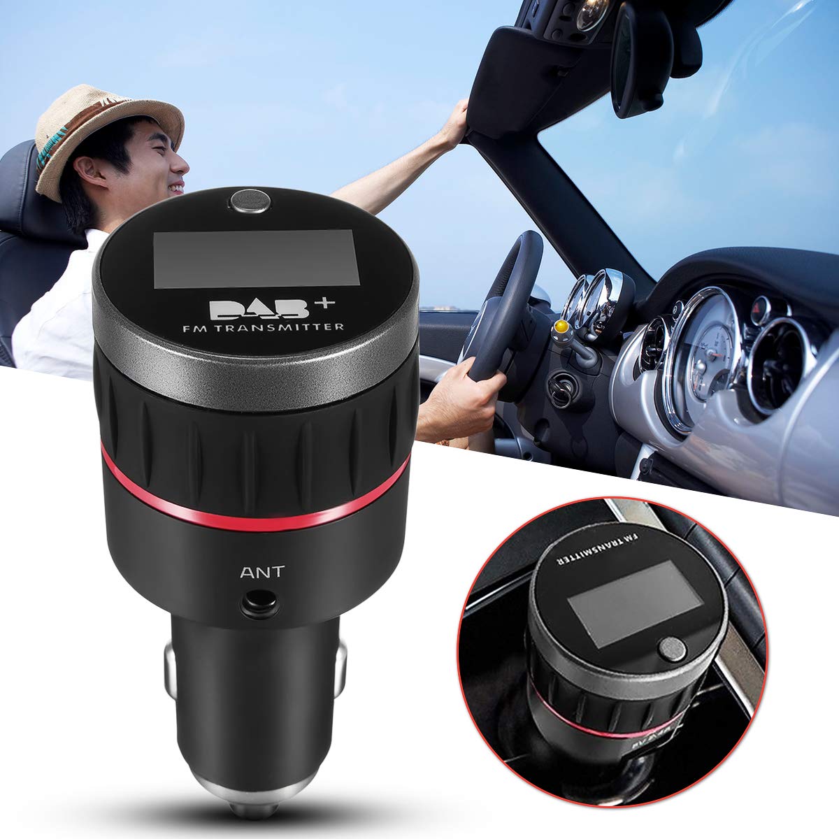 YONGYAO Universal Coche Dab Receptor + Sintonizador Adaptador Digital Radio Transmisor FM Antena Cargador USB